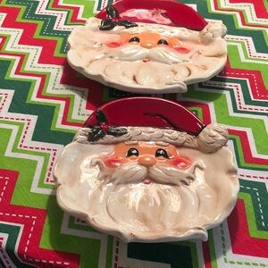 TII Collections (TWO) Santa Claus Ceramic Plates (10” and 8 1/2”), like new.